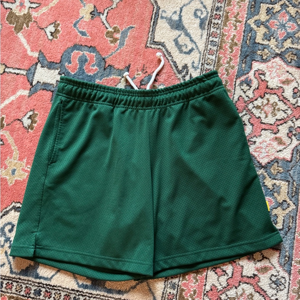 Forest Green Mesh Shorts with Elastic Waistband